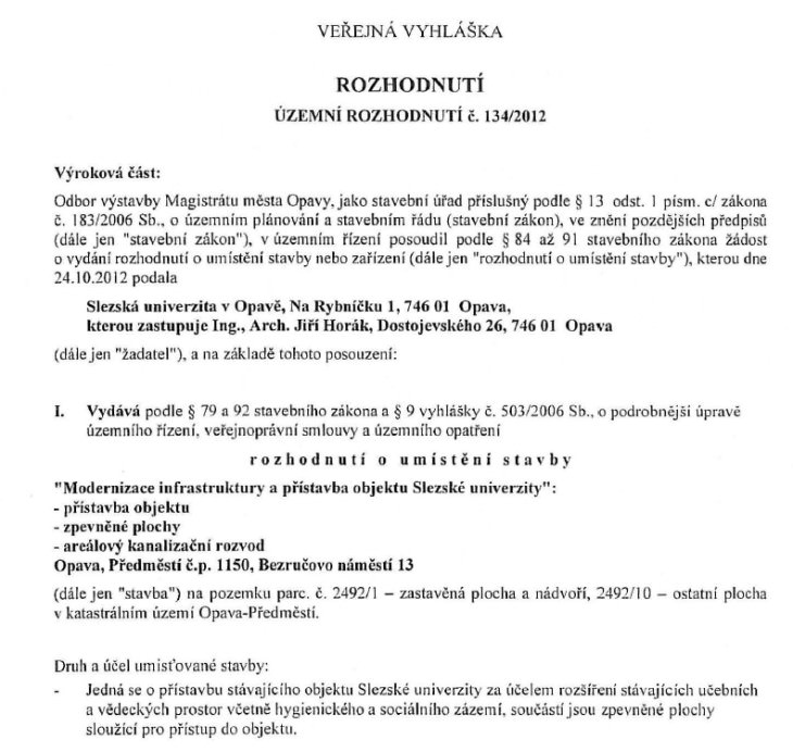 pristavba objektu slezske univerzity bezrucovo namesti