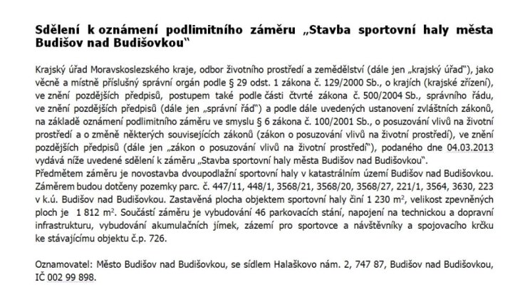 sportovni hala budisov