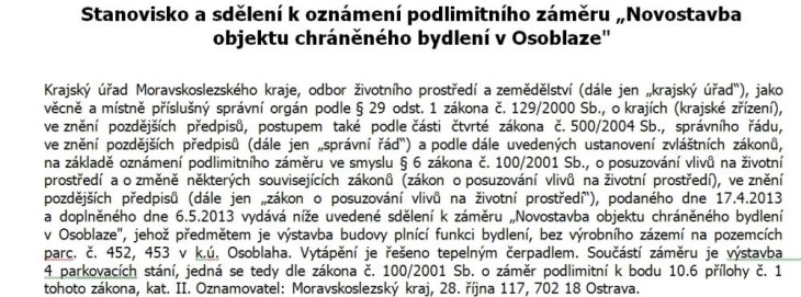 chranene bydleni osoblaha