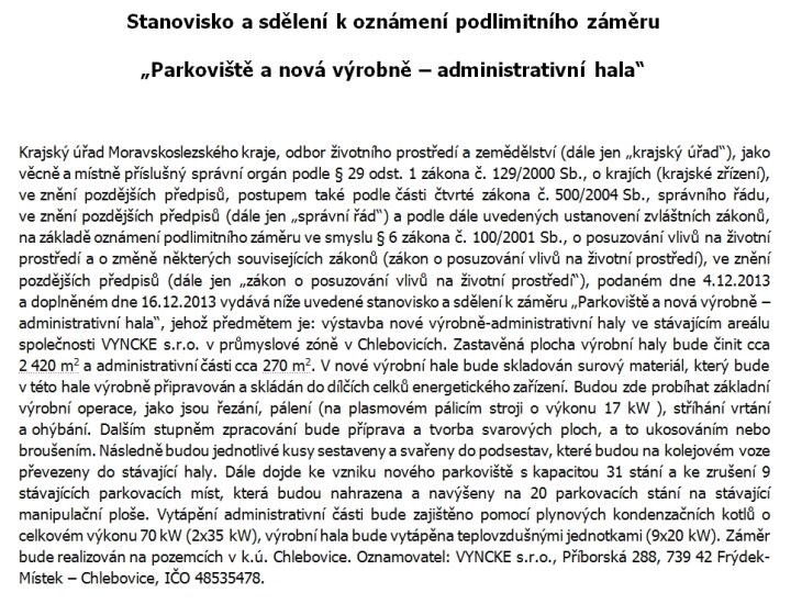 vyncke chlebovice