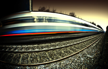 fisheye-speeding-train