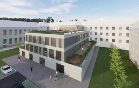 Vizualizace přístavby střední školy elektrotechnické a informatiky ve Frenštátě pod Radhoštěm.