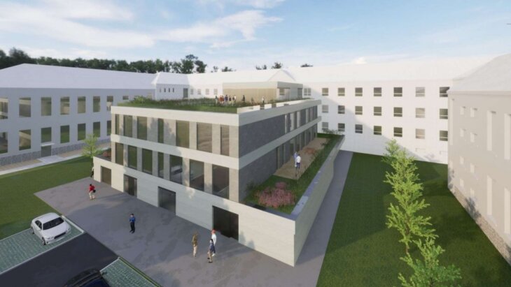 Vizualizace přístavby střední školy elektrotechnické a informatiky ve Frenštátě pod Radhoštěm.