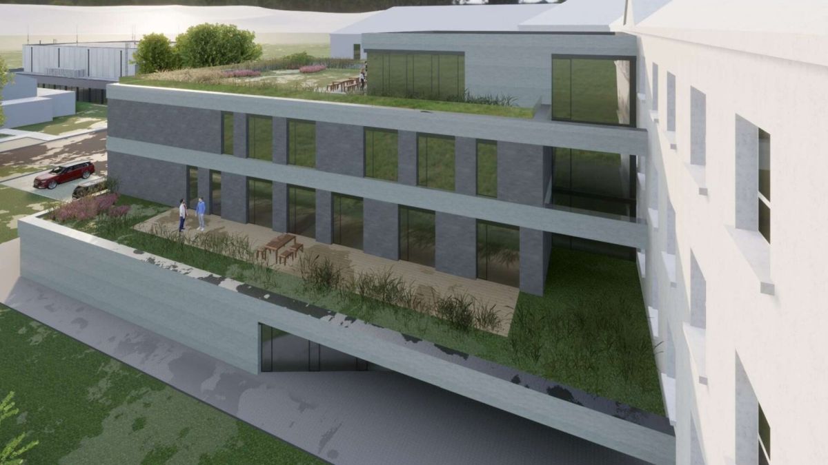 Vizualizace přístavby střední školy elektrotechnické a informatiky ve Frenštátě pod Radhoštěm.