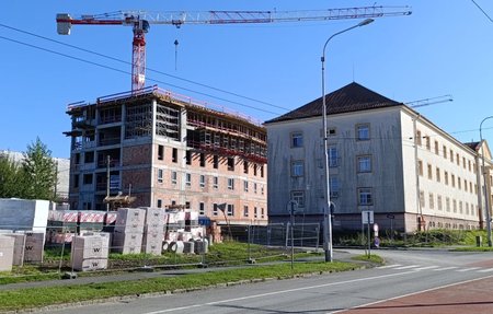 Fotigrafie aktuálního stavu výstavba kolejí Jana Opletala, Slezská Ostrava.