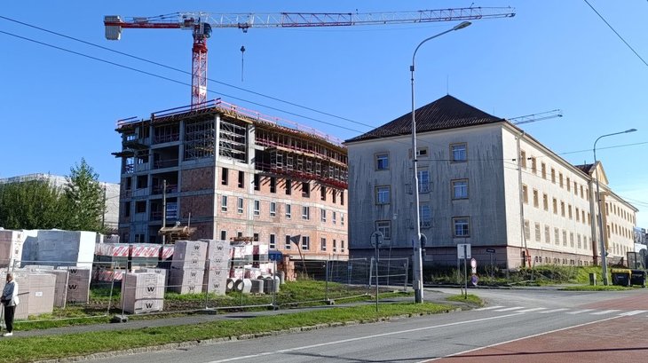 Fotigrafie aktuálního stavu výstavba kolejí Jana Opletala, Slezská Ostrava.