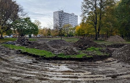 Fotografie zahájené revitalizace sídliště Ostrava-Hrabůvka.