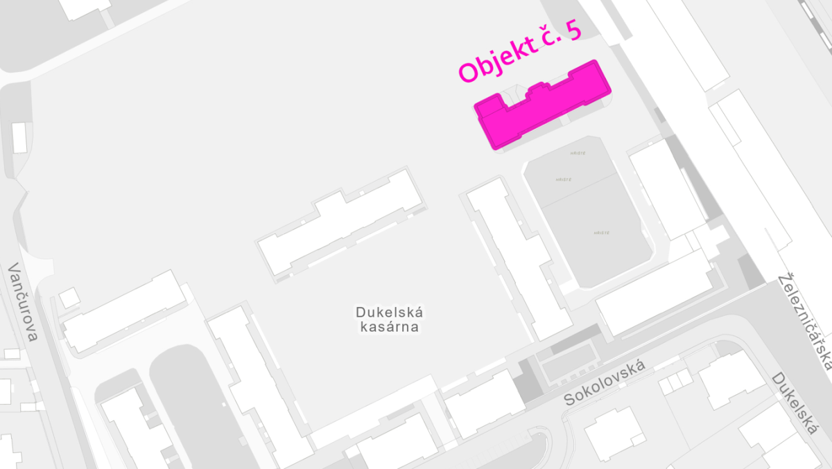 Situace objektu 06 Kasárna Opava.